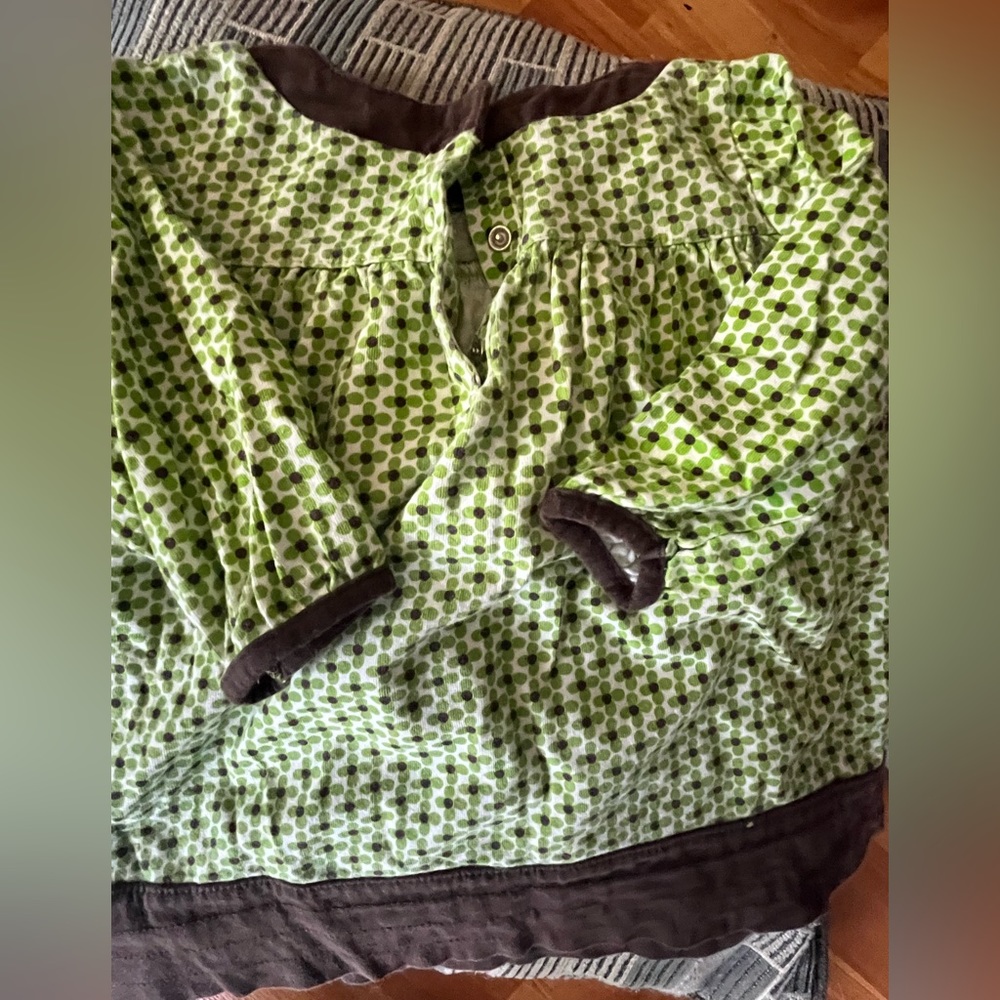 Carters green and tan long sleeve blouse! size 18 mos.